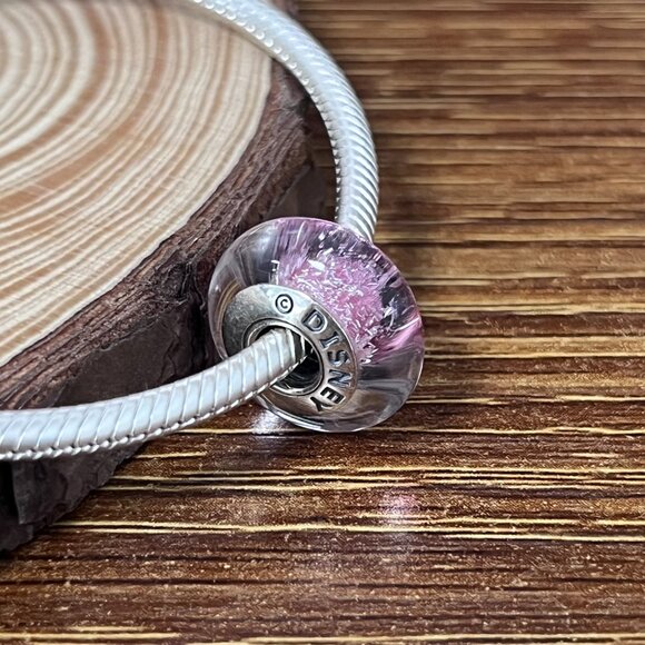 Murano Glass Rapunzel's Signature Color Iridescent Pink Facetted Bead Charm - Picture 6 of 7